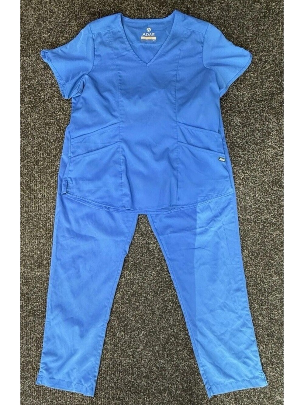ADAR Pro Women’s Scrub Set XL Royal Blue V Top Pants Stretch Medical Uniform